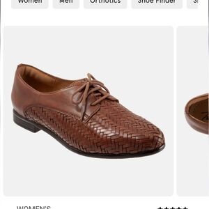 Trotters Lizzie Herringbone Brown Cognac Oxford  Shoes Women